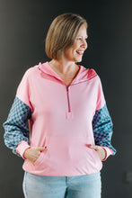 Load image into Gallery viewer, Awakening Half Zip Denim Sleeve Hoodie
